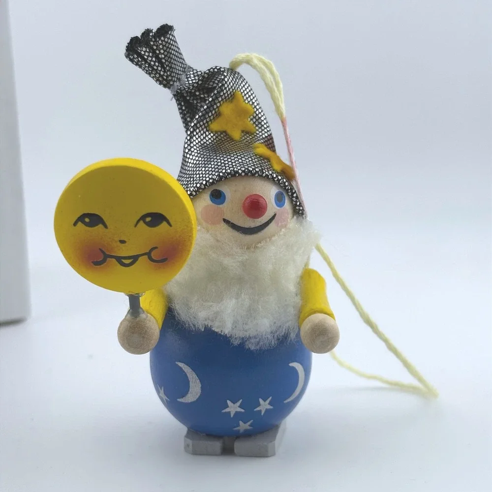 Steinbach German Wooden Ornament‎ Wizard with Sun Moon Stars Folk Art Erzgebirge